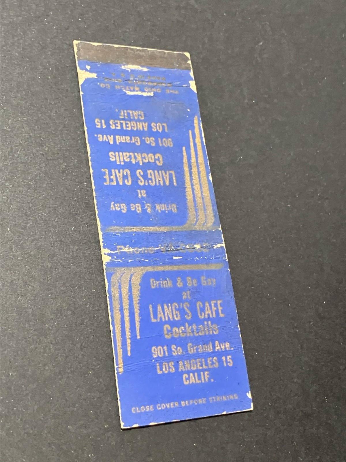 Vintage California Matchbook “Lang’s Cafe” Los Angeles
