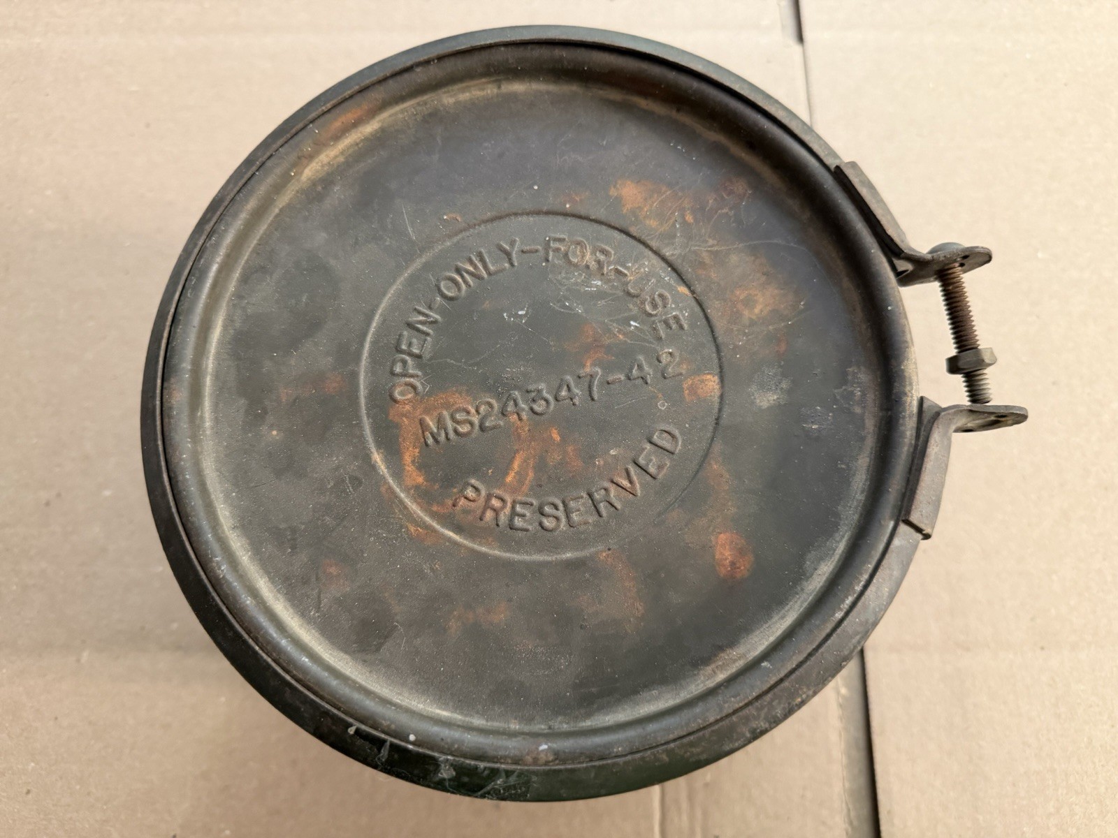 Vintage 1958 US Military Reusable Drum Metal Container Army Green MS24347-42