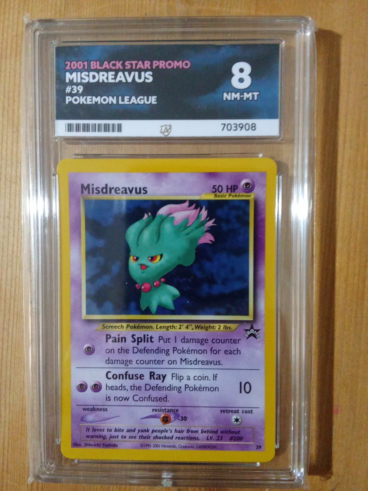 2001 (WotC) Black Star Promo Misdreavus #39 Pokemon Card ACE Grade 8 Near Mint