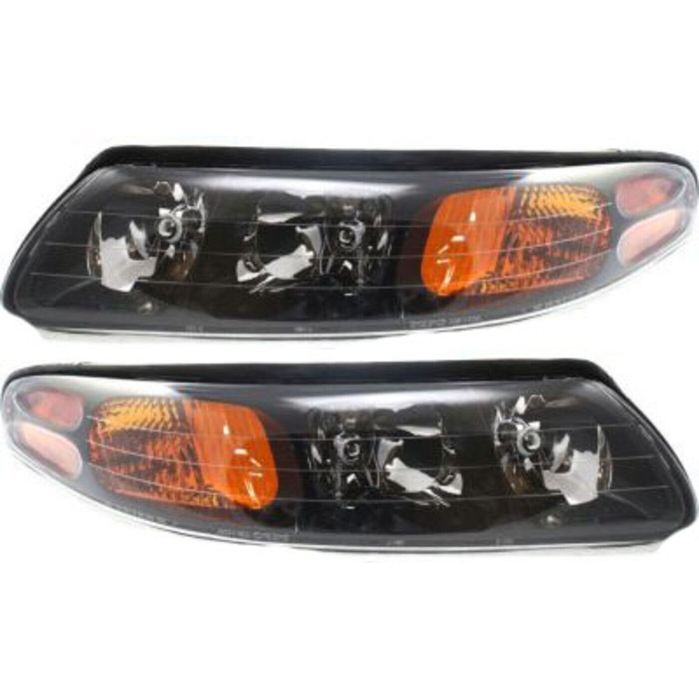 Headlight Assembly Set For 2000-2004 Pontiac Bonneville Left and Right With Bulb