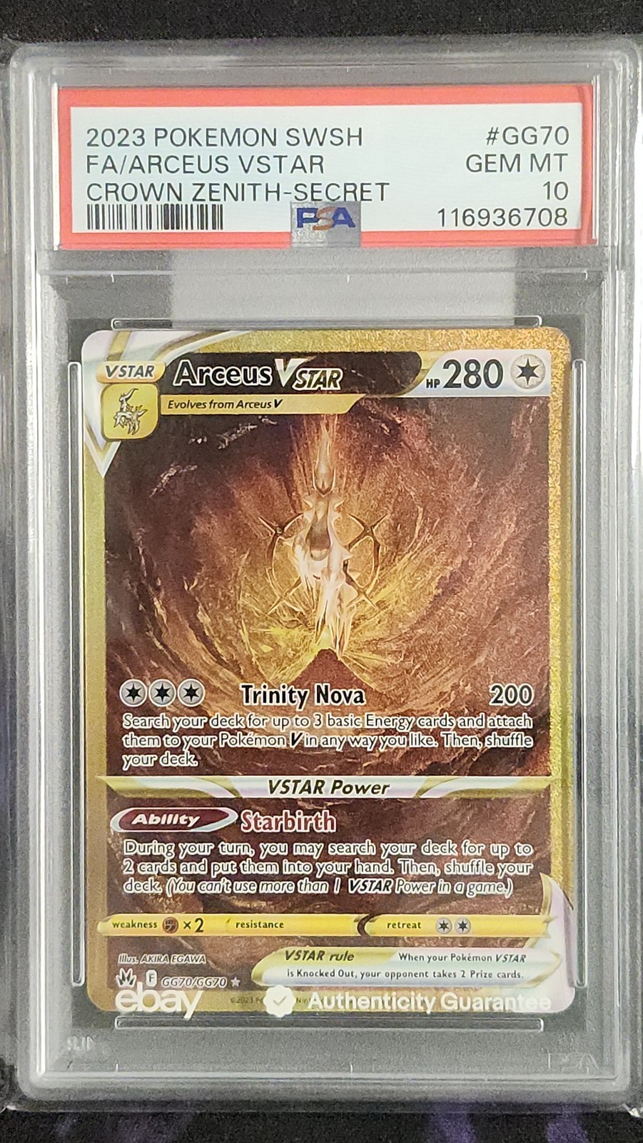 Pokemon PSA 10 Arceus VSTAR GG70 Crown Zenith