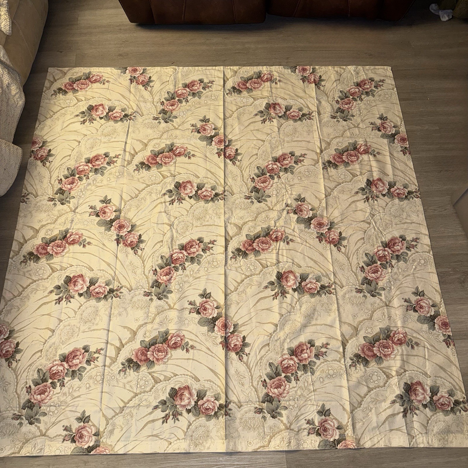 1 Vtg Jessica McClintock Curtain Panel Rose Floral Cottagecore 90s