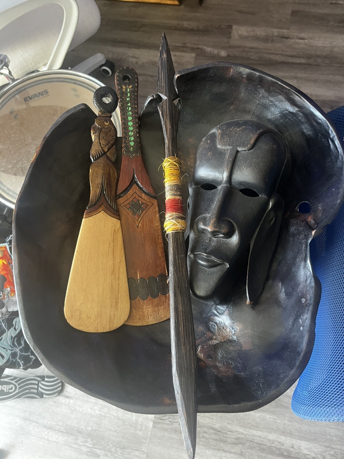 Handmade African Culture Hand-Carved Wooden Face Mask,Spear,Tools,Shield