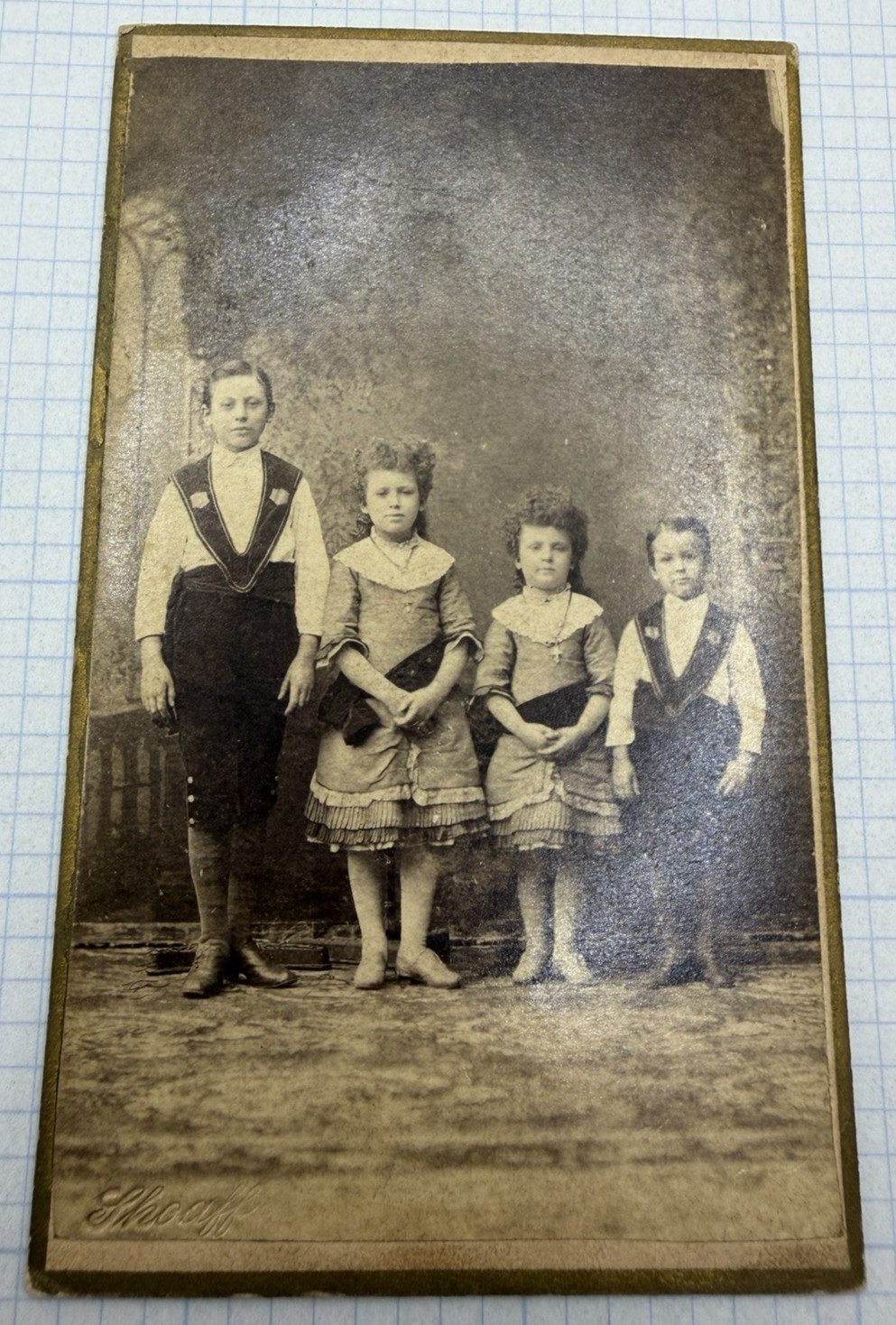 Antique CDV Hurtt's Juvenile Quartett - Singers /Circus- 19th Cen. Pittsburgh PA