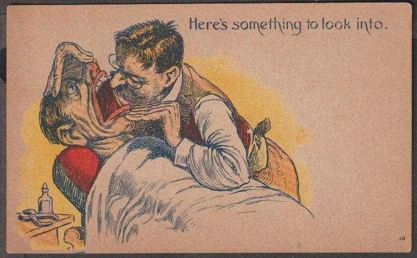 US HERE\'S SOMETHING TO LOOK INTO humour postcard PU 1910