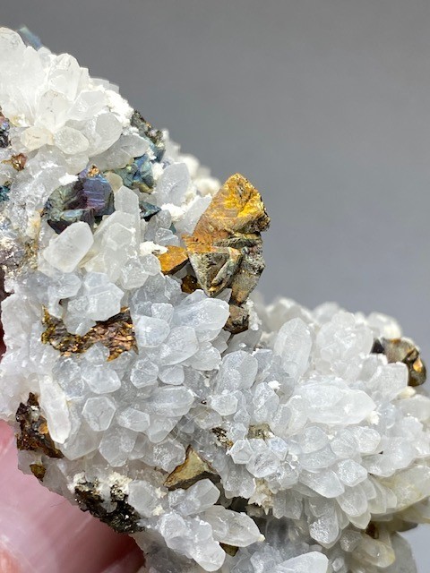 Chalcopyrite on Quartz, San Pedro Mine, Santa Fe County, New Mexico