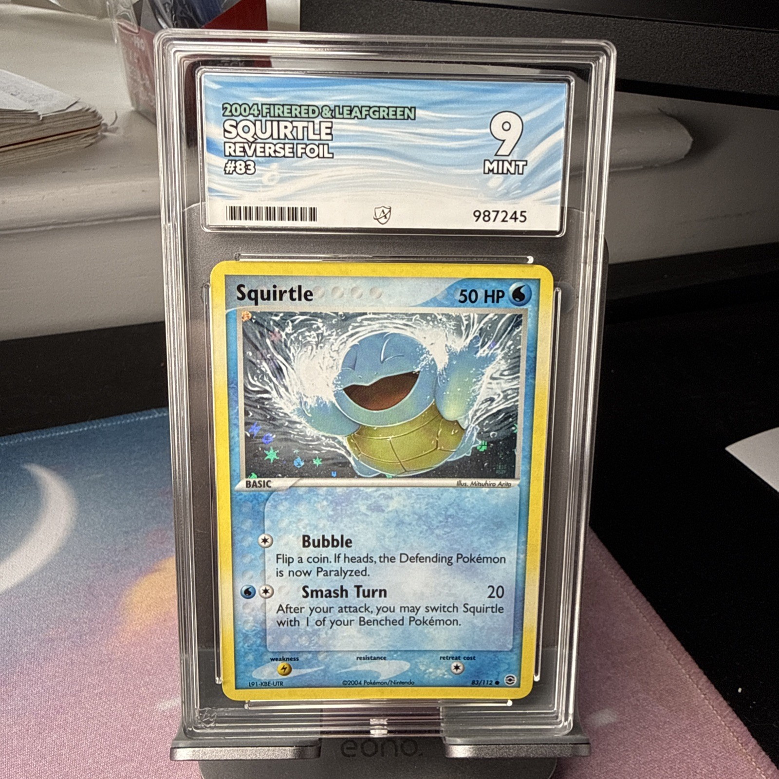 Pokémon TCG Squirtle Reverse Holo Firered & Leafgreen 2004 83/112 Ace 9 