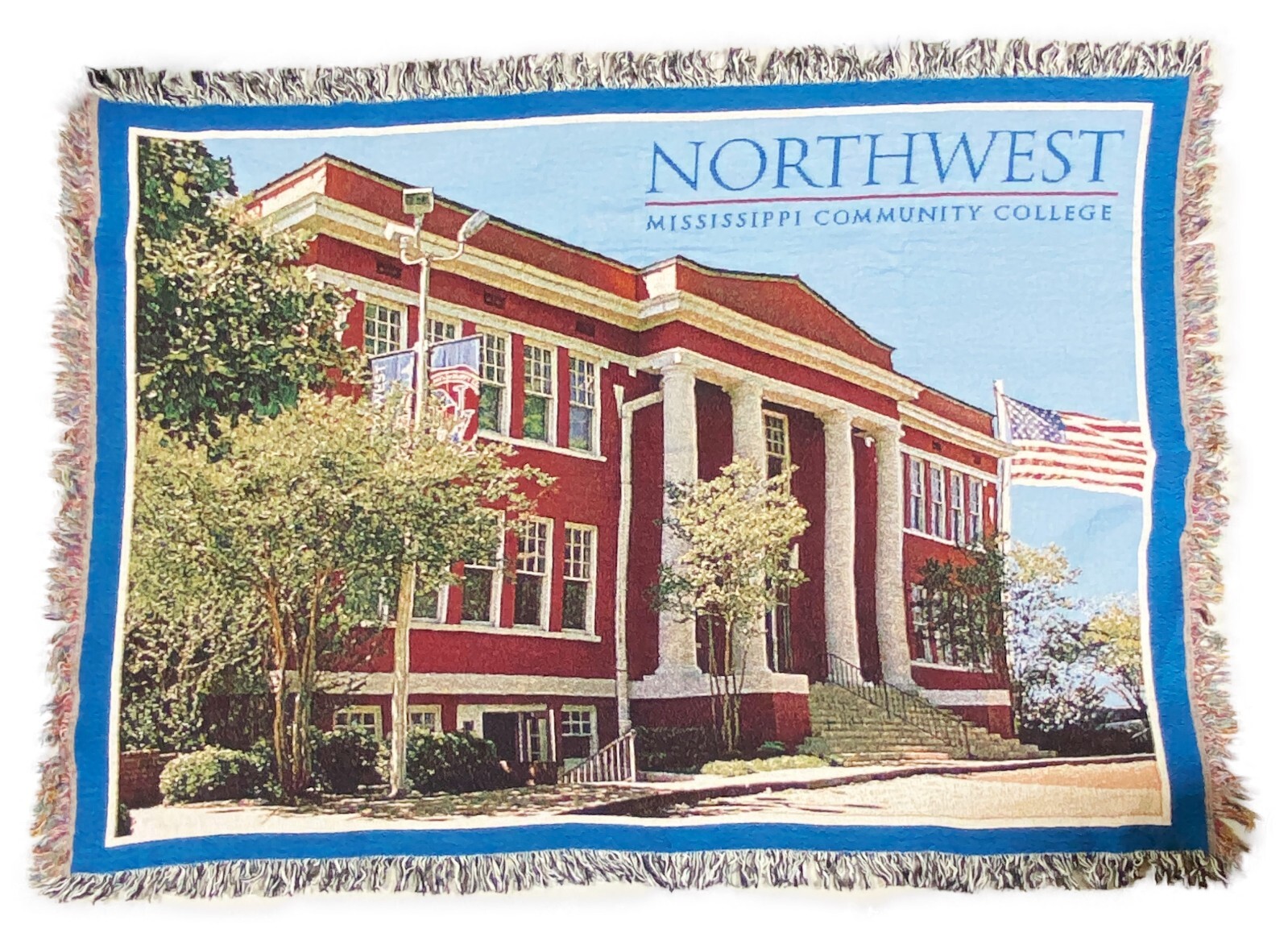 Northwest Mississippi Community College Woven Cotton Throw Lap Blanket USA 