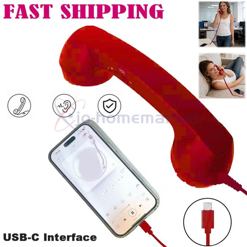 2026 Retro Phone Handset, Type-C Wired Handsets Style Landline Handle Receiver