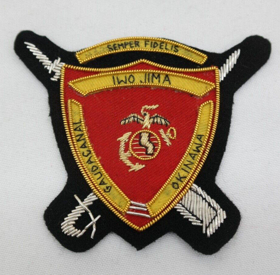 Vintage Marine Corps Iwo Jima Guadacanal Okinawa Semper Fidelis Bullion Patch