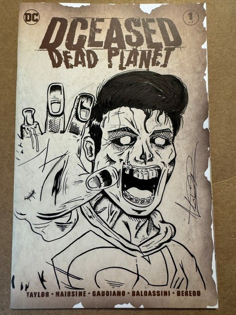 DCeased Dead Planet 1 Sketch Cover OA ZOMBIE SUPERMAN by ADAM DANIEL ART wCOA