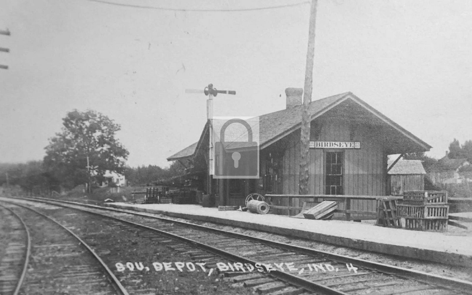 Railroad Train Station Depot Birdseye Indiana IN - Reprint