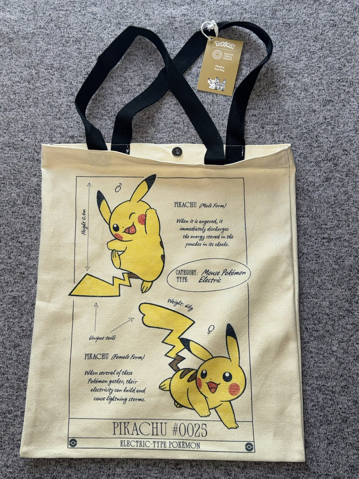 Pokémon x Natural History Museum London Pikachu Tote Bag Limited Edition NWT