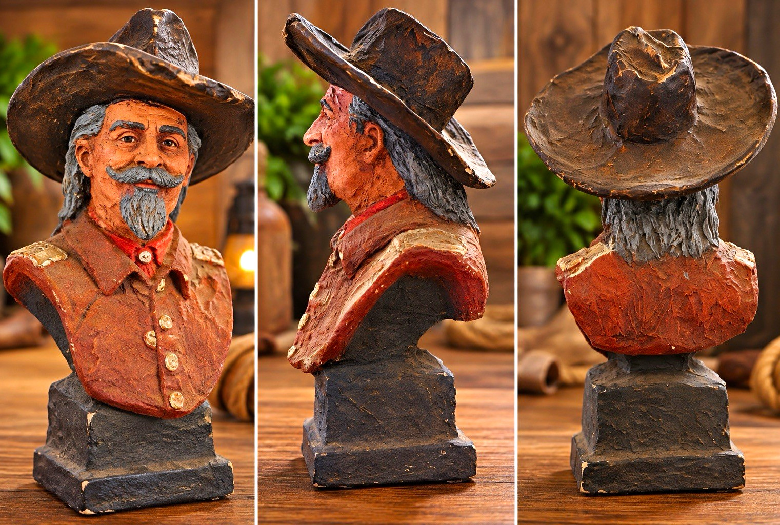 Vintage D. Monfort 1989 Cowboy Bust Western Sculpture Hand Painted Figurine  