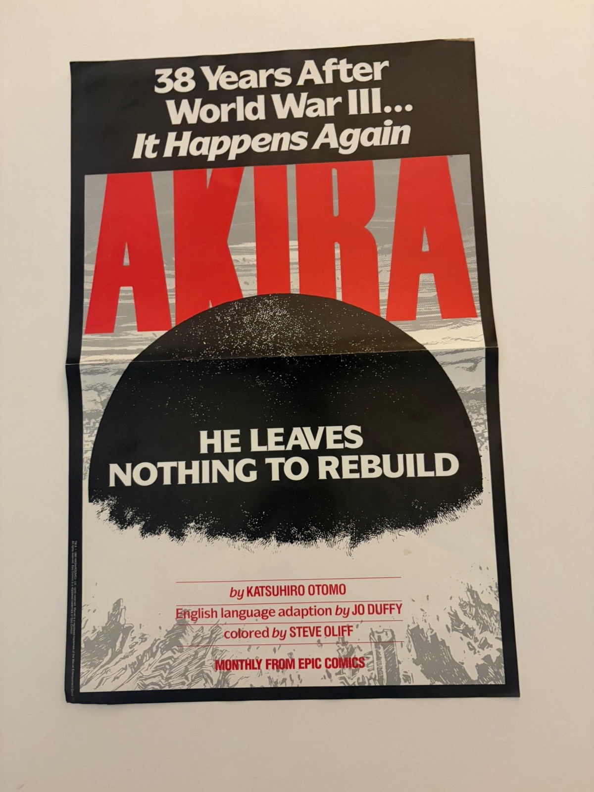 NM 1988 AKIRA Epic Marvel Comics Promo Poster 1st English Otomo MASH ROOM Inc
