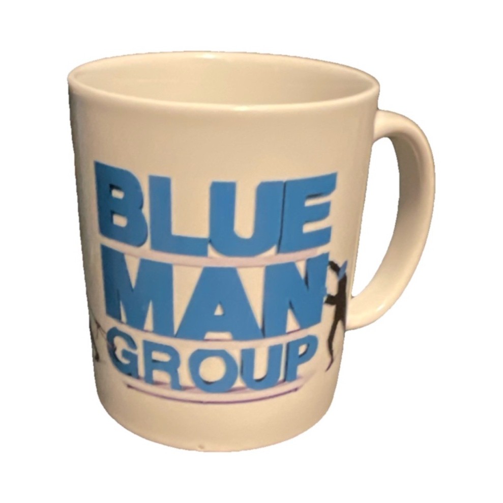 Blue Man Group Orlando Production Mug Coffee Cup White Blue Black Logo