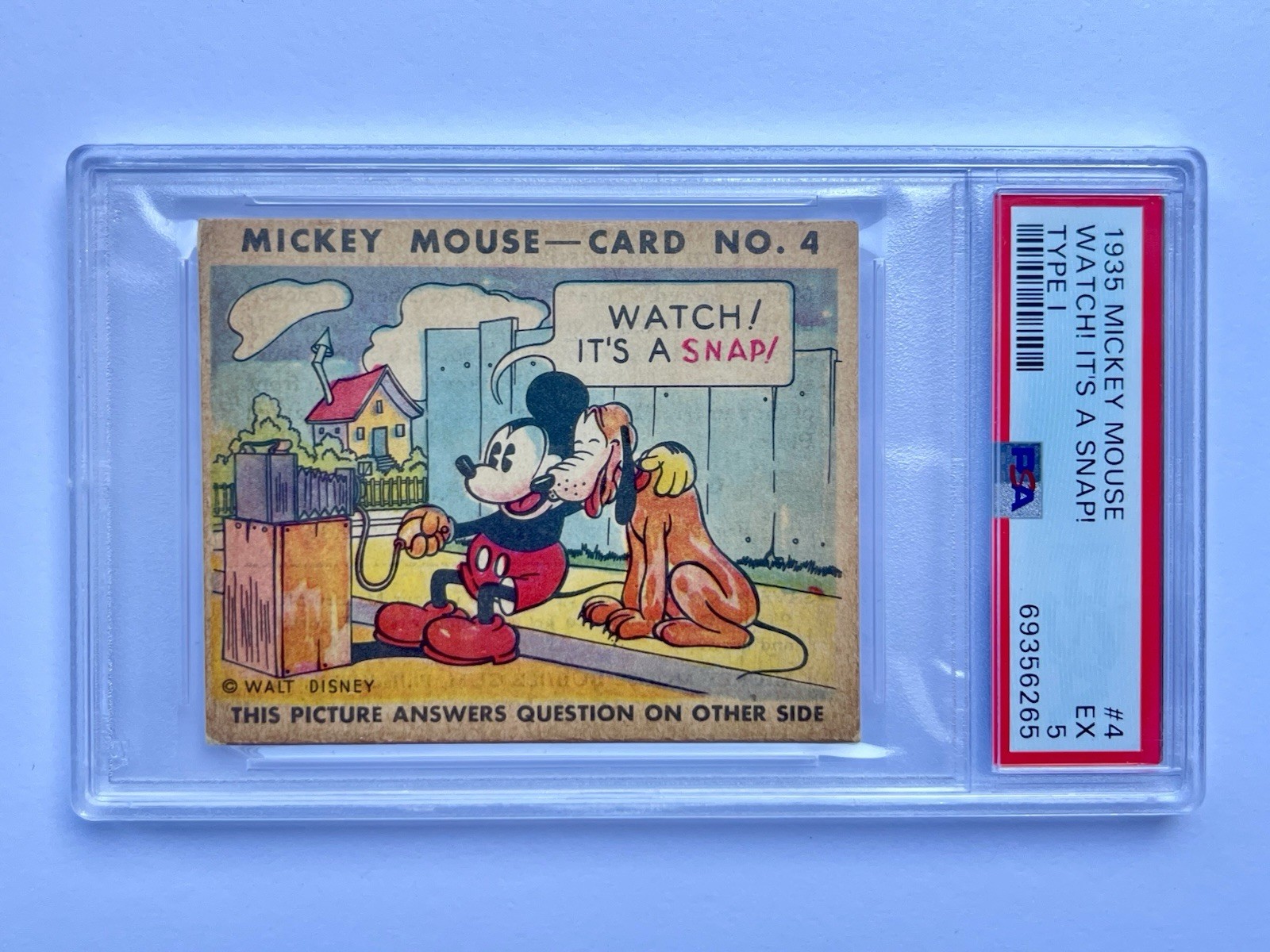 1935 Mickey Mouse Gum Card R89 TYPE 1 ULTRA RARE - PSA 5 - It’s A Snap Low Pop