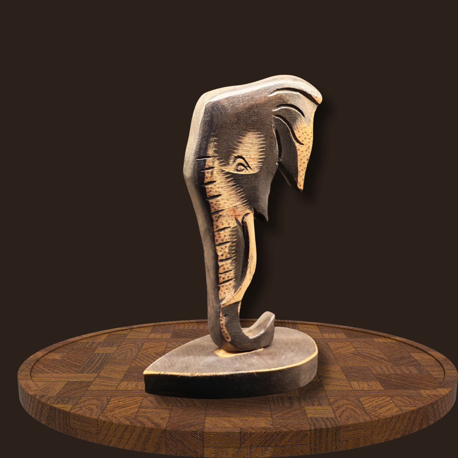 Hand Carved Wooden Elephant Sculpture Tribal Style Decorative Art Figurine 10 qt