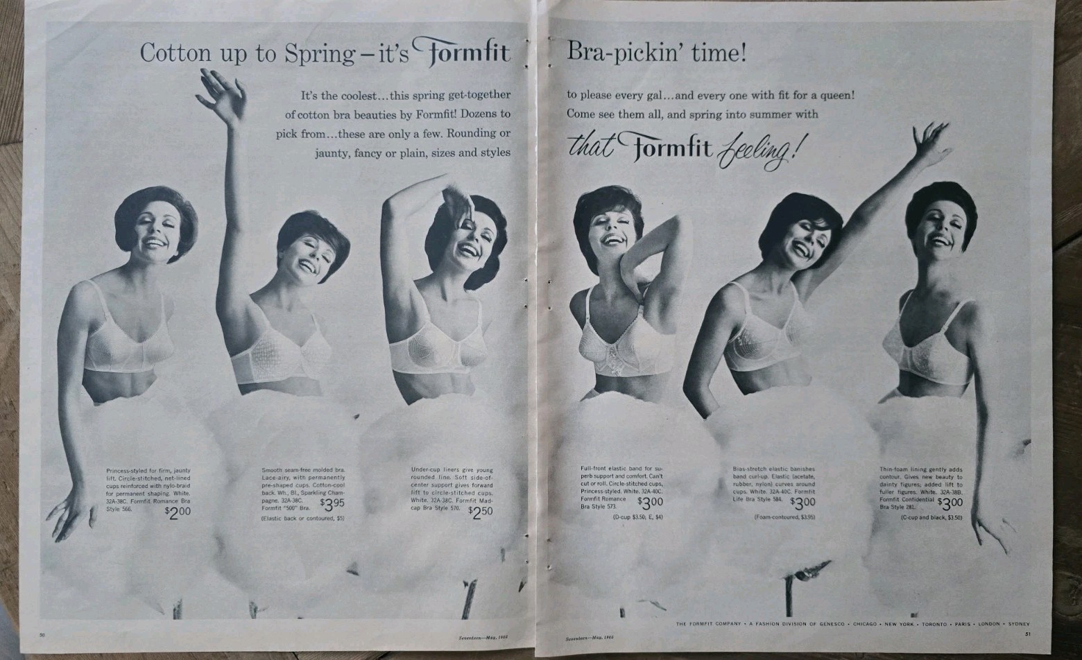  1962 Women\'s That Formfit Feeling Bra Pickin Spring Cotton Time 2 Pg vintage ad
