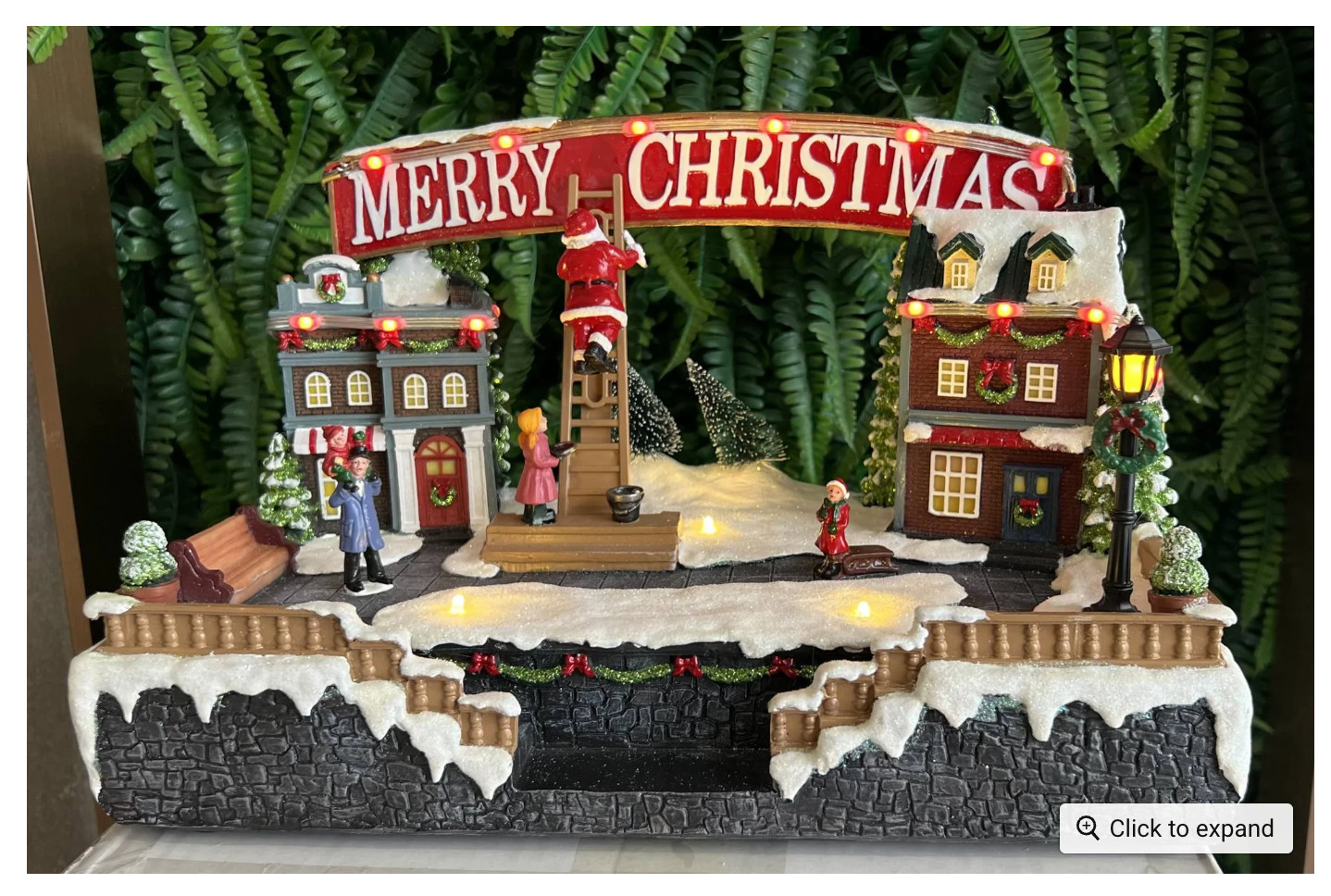 Christmas resin craft ornaments village square with LED lights Santa up and down Christmas resin craft ornaments village square with LED lights Santa up and down