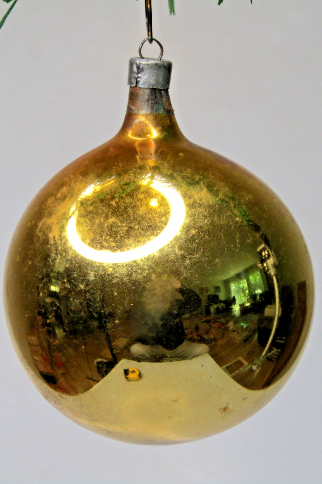 Vintage Pre WWII era Blown Glass Classic GOLD BALL Christmas Ornament Heidt