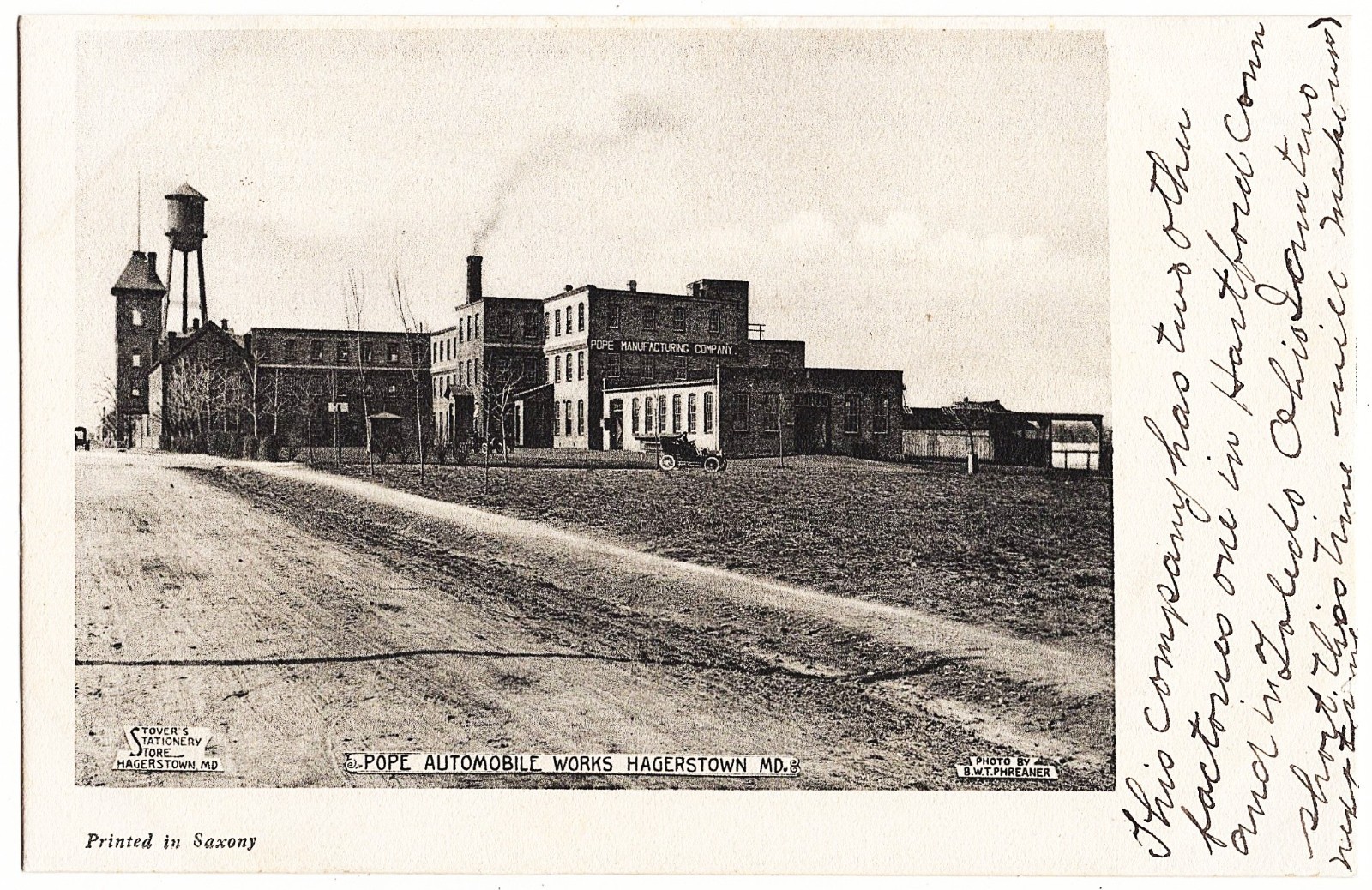 Pope Automobile Works car Hagerstown MD Maryland antique postcard