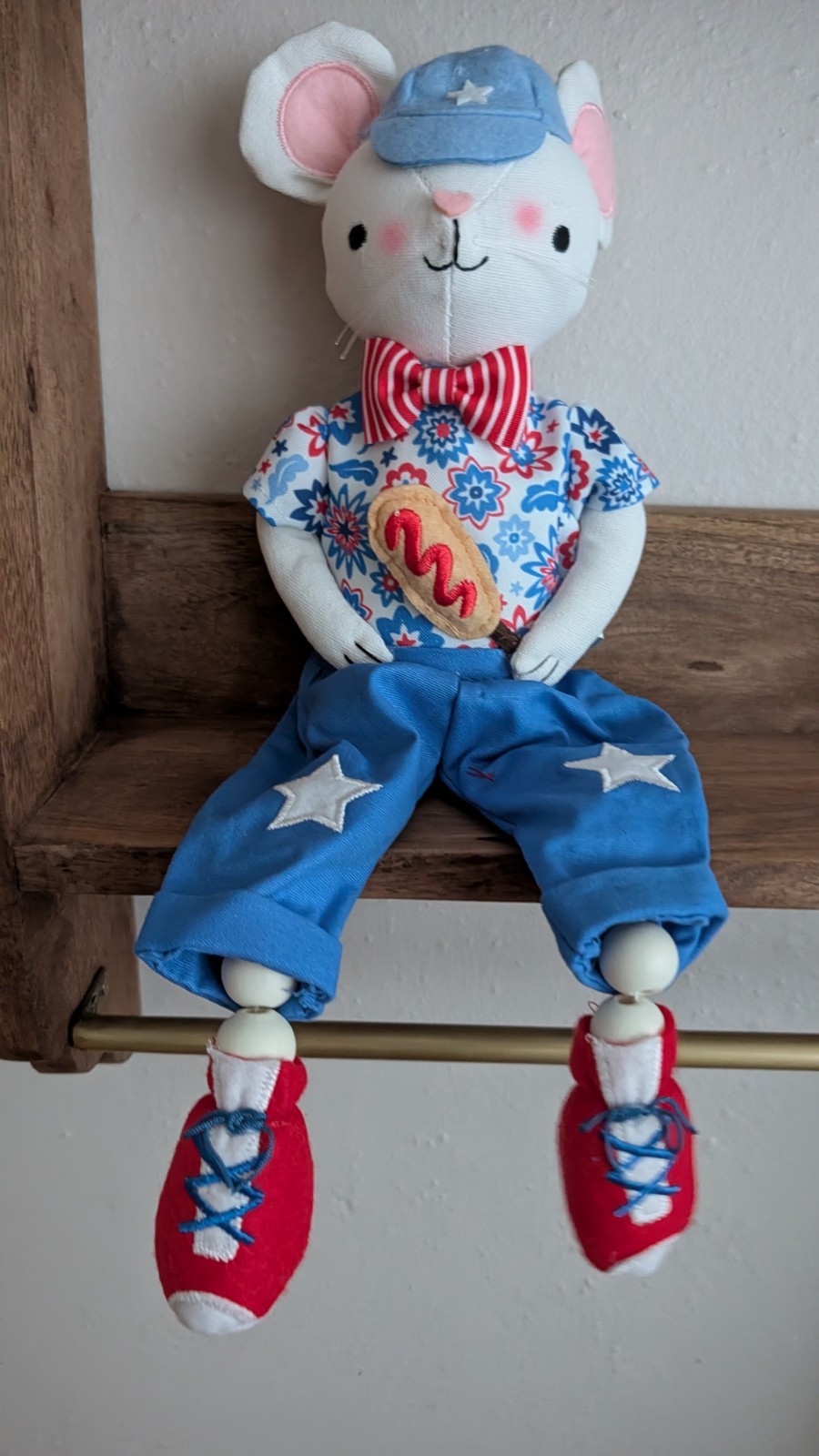 Table Decor Mouse Shelf Sitter Labor Day Patriotic Red White Blue Fourth 