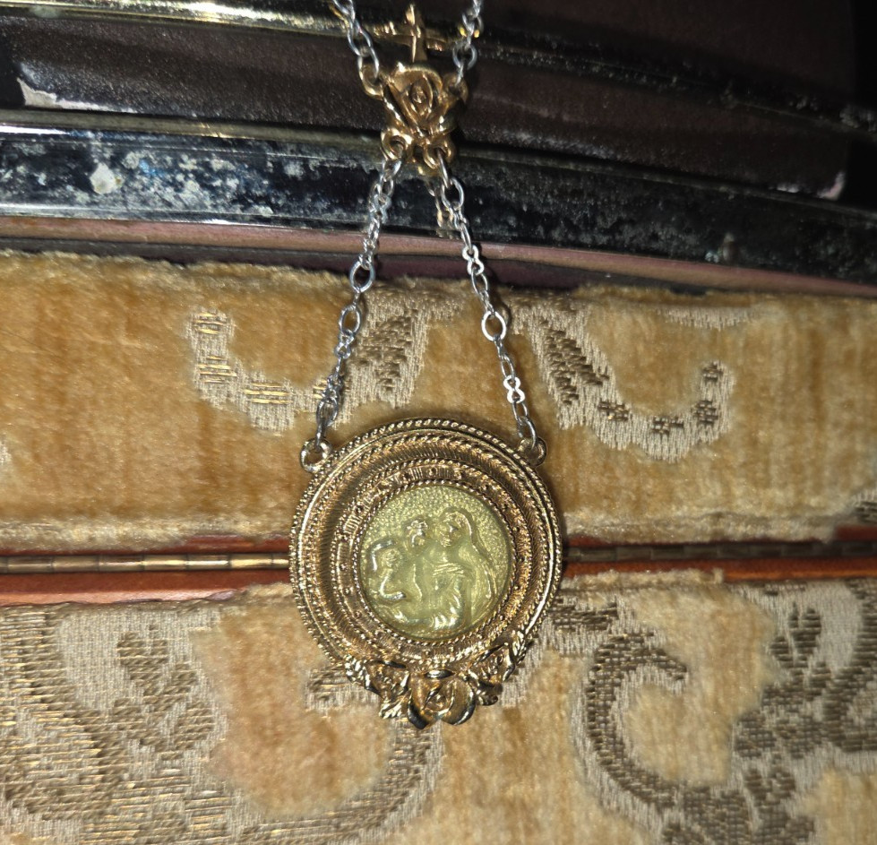 Authentic The Vatican Library Collection Silver Tone Necklace & Gold Tone Locket