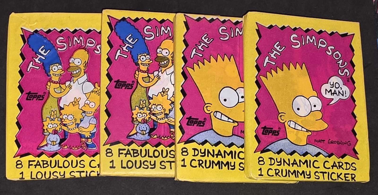  1990 Topps The Simpsons Original Factory Sealed Pack Lot Of 4 🔥