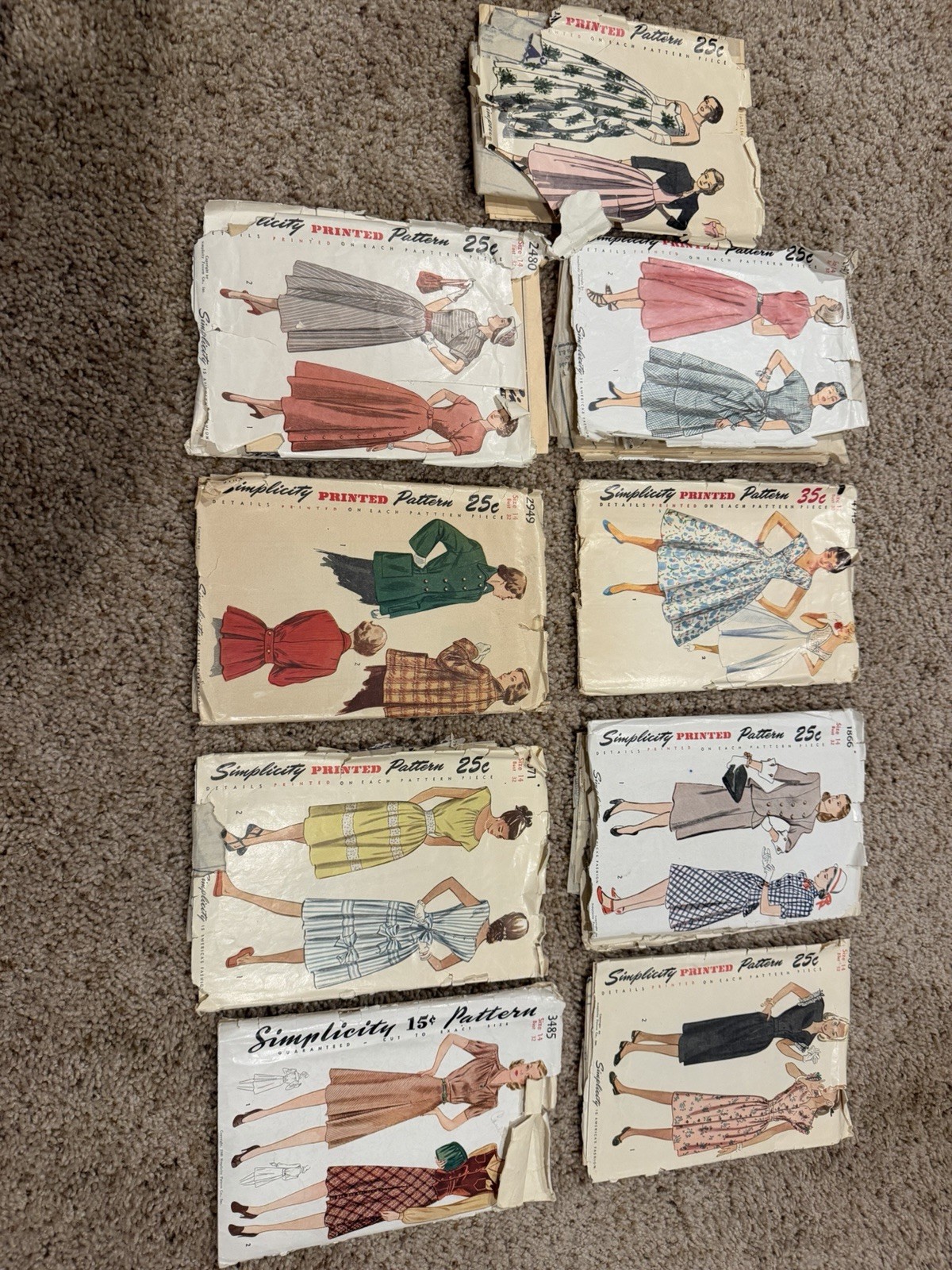 Lot 9 Vintage Simplicity Sewing Patterns 1940s 1950s Dresses Jackets Size 12 14
