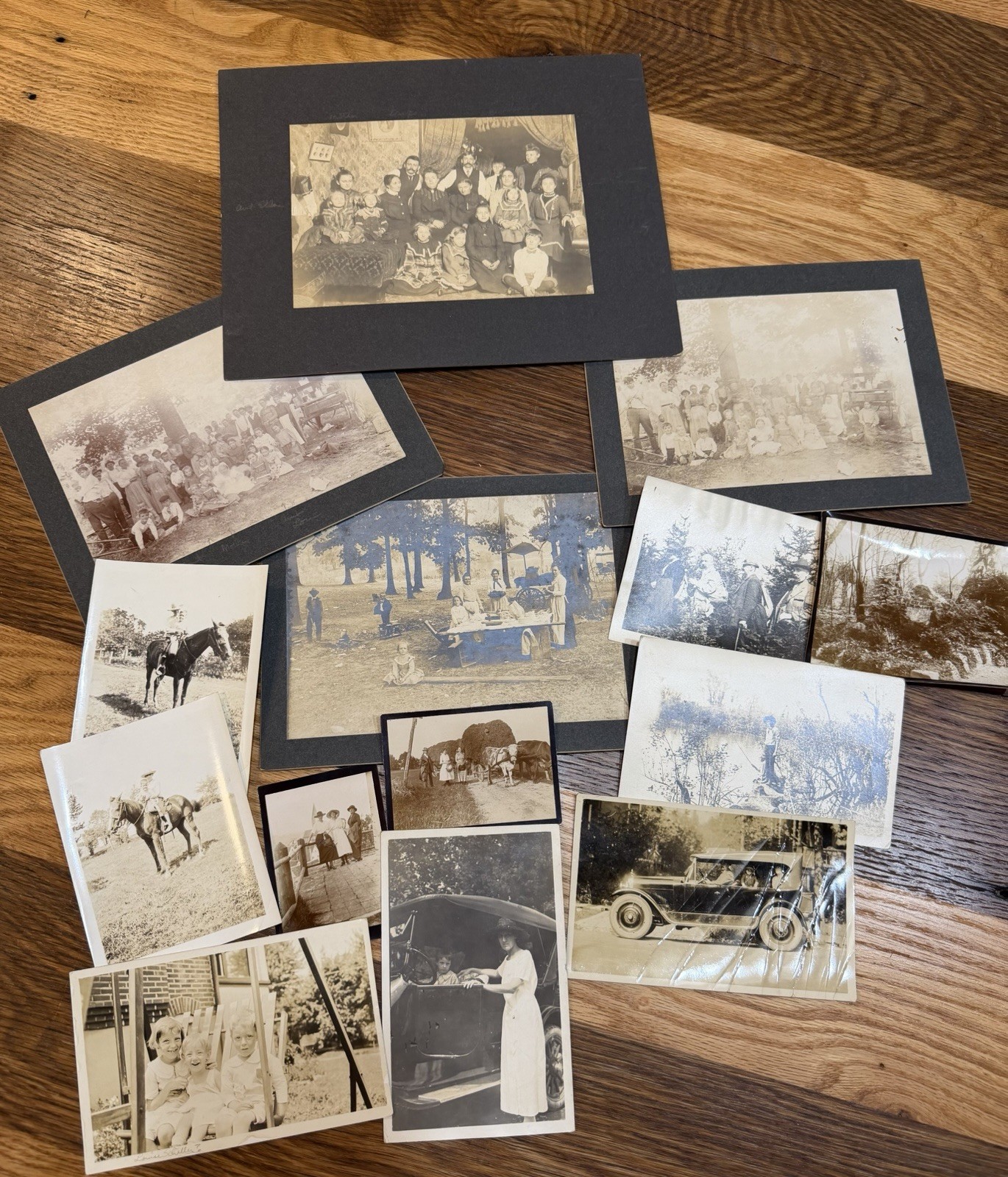 Lot 14 Old Photos~4 Are Antique Postcards Families~Children~Farm~Horse 1920’s