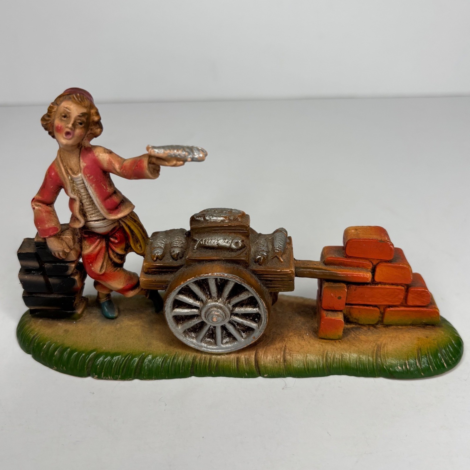 Italy Nativity Figurine Fishmonger Cart 6.5in Fontanini Style 332 400