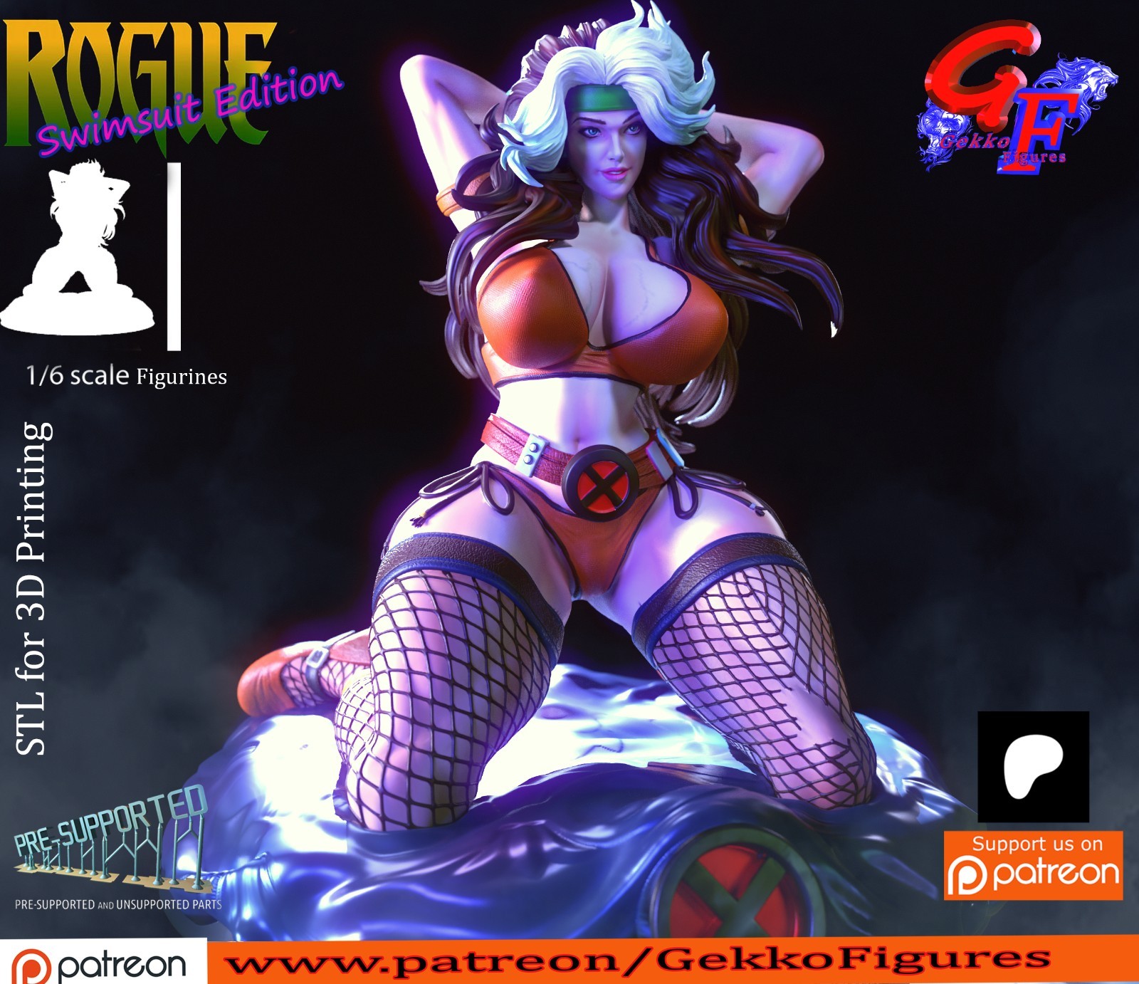 1:6 Rogue Swimsuit Edition X-Men Fan Art UNPAINTED High Quality Garage Kit