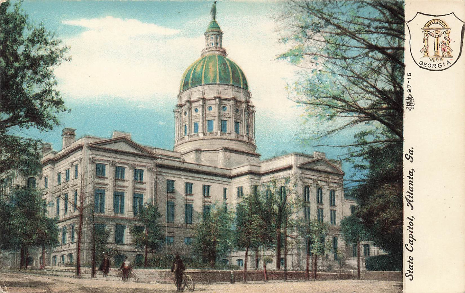 STATE CAPITOL BUILDING AND STATE SEAL POSTCARD ATLANTA GA GEORGIA 1907