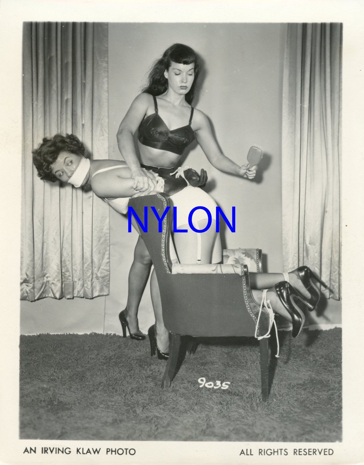 RARE BETTIE PAGE VINTAGE 1950's 4 x 5 PHOTOGRAPH BY IRVING KLAW