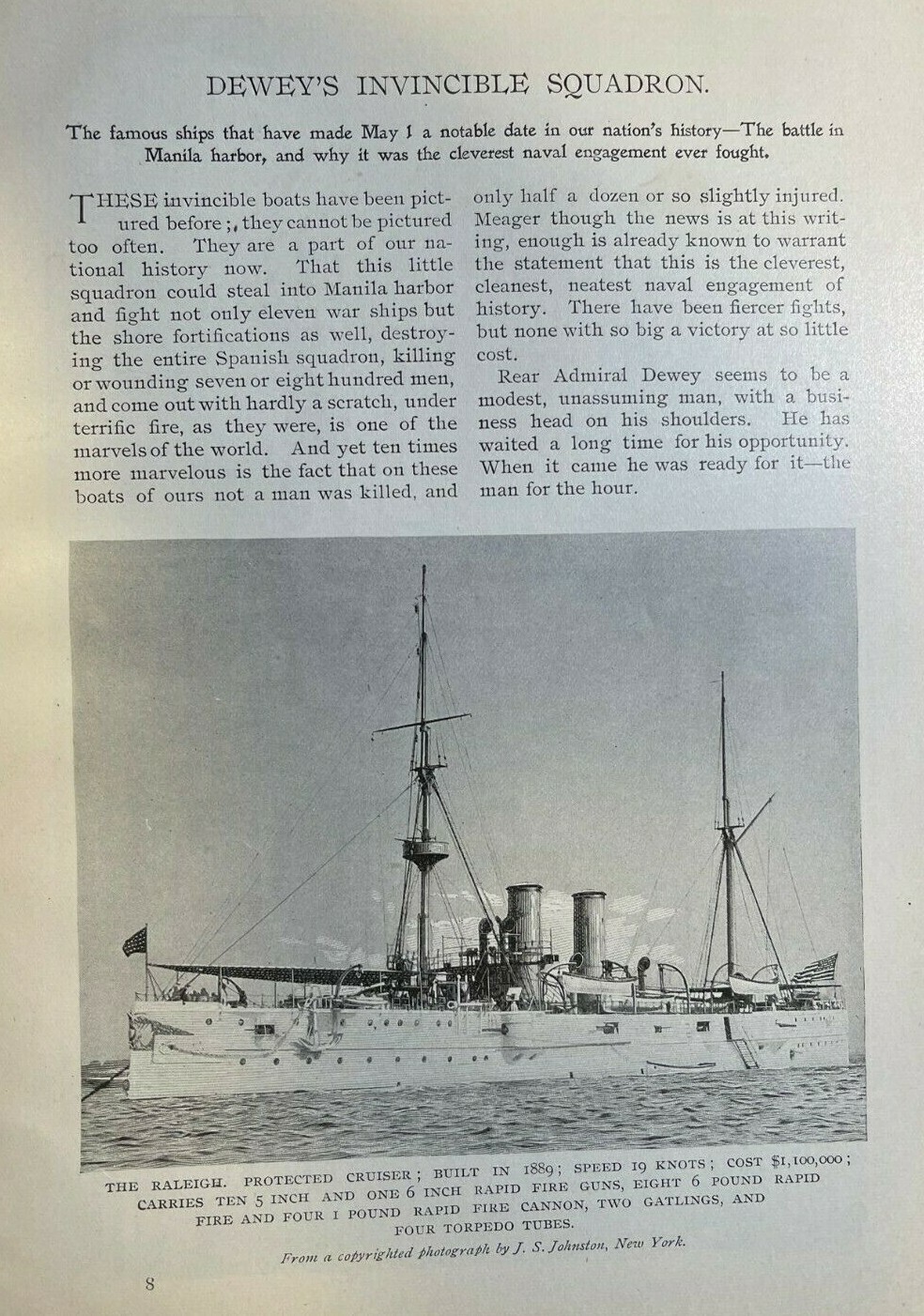 1898 Admiral George Dewey Invincible Squadron Spanish American War illustrated