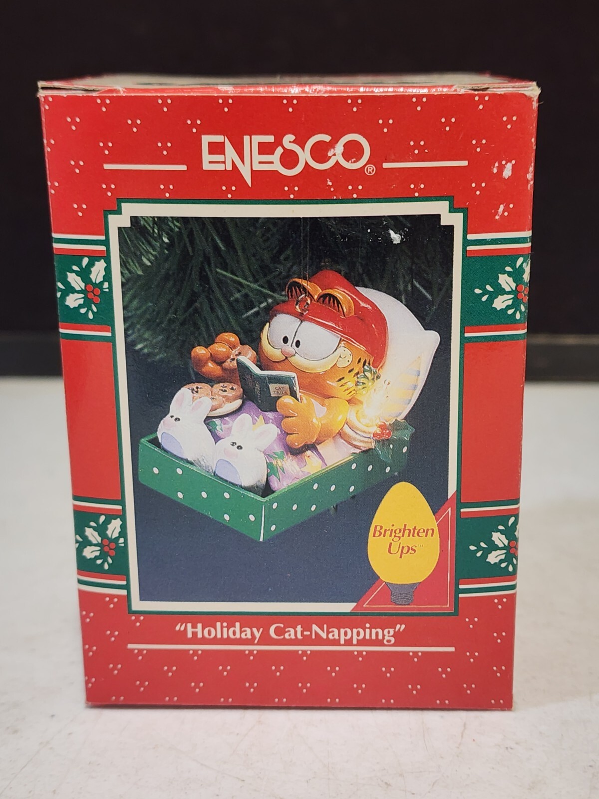 NRFB Rare Vintage Enesco 585319 Garfield Holiday Cat-Napping Christmas Ornament