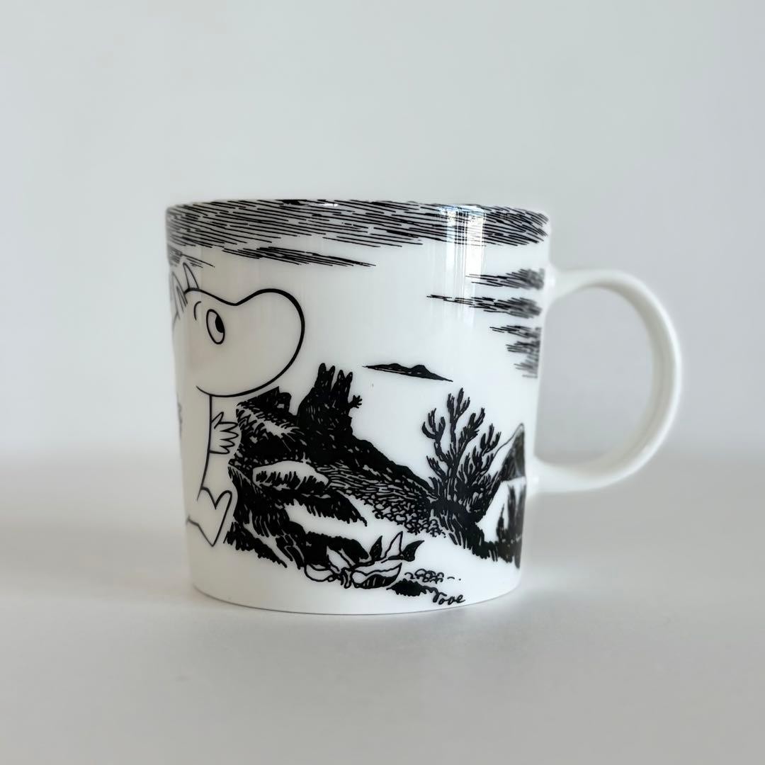 Arabia Moomin Adventure Mug 0.3L Old Logo Black White Discontinued Japan