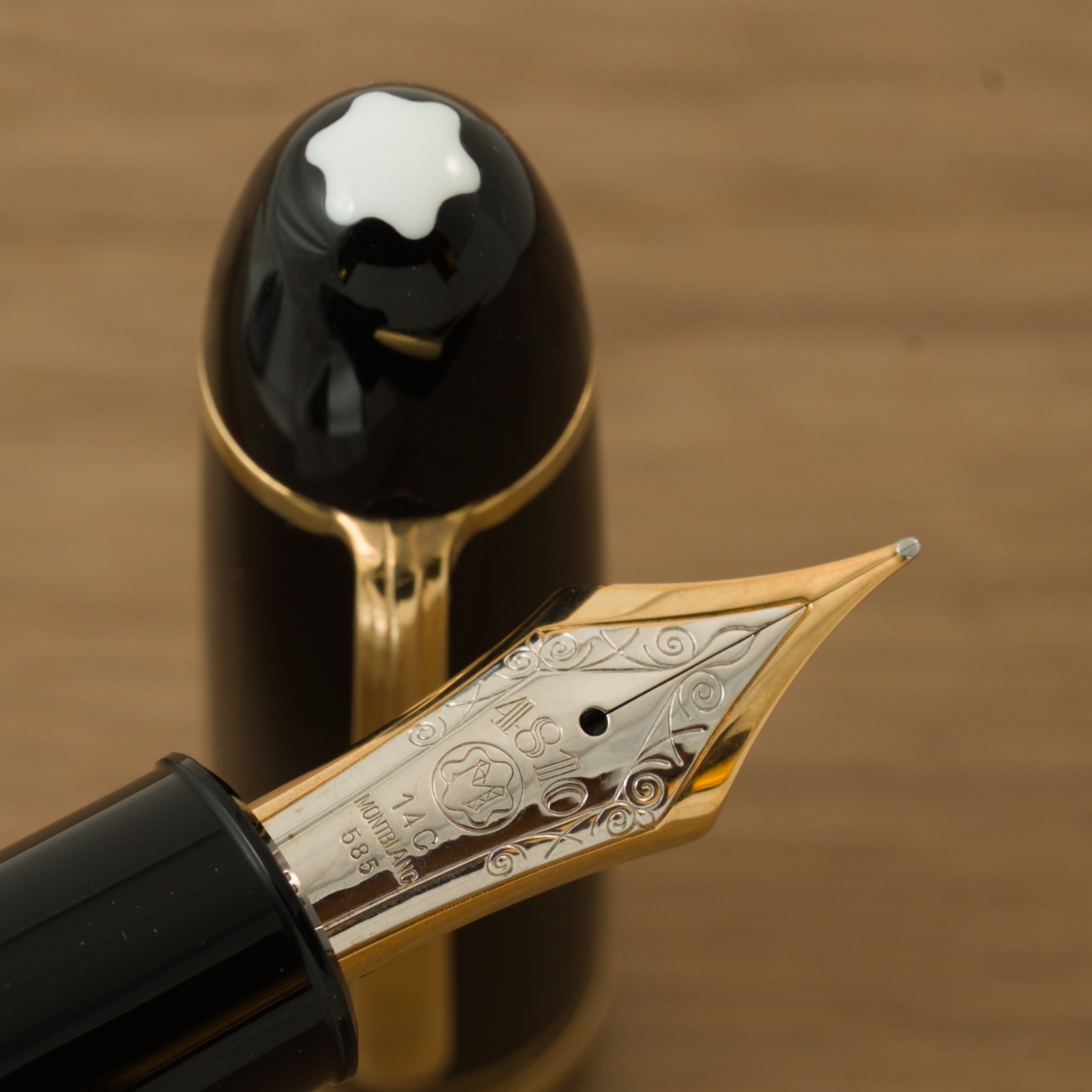 Authentic Vintage 1970s Montblanc 149 14C Two Tone M Flat Ebonite Fountain Pen