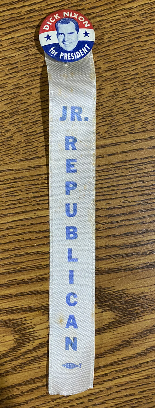 Vintage Dick Nixon for President Pinback & (Rare) Junior JR. Republican Ribbon