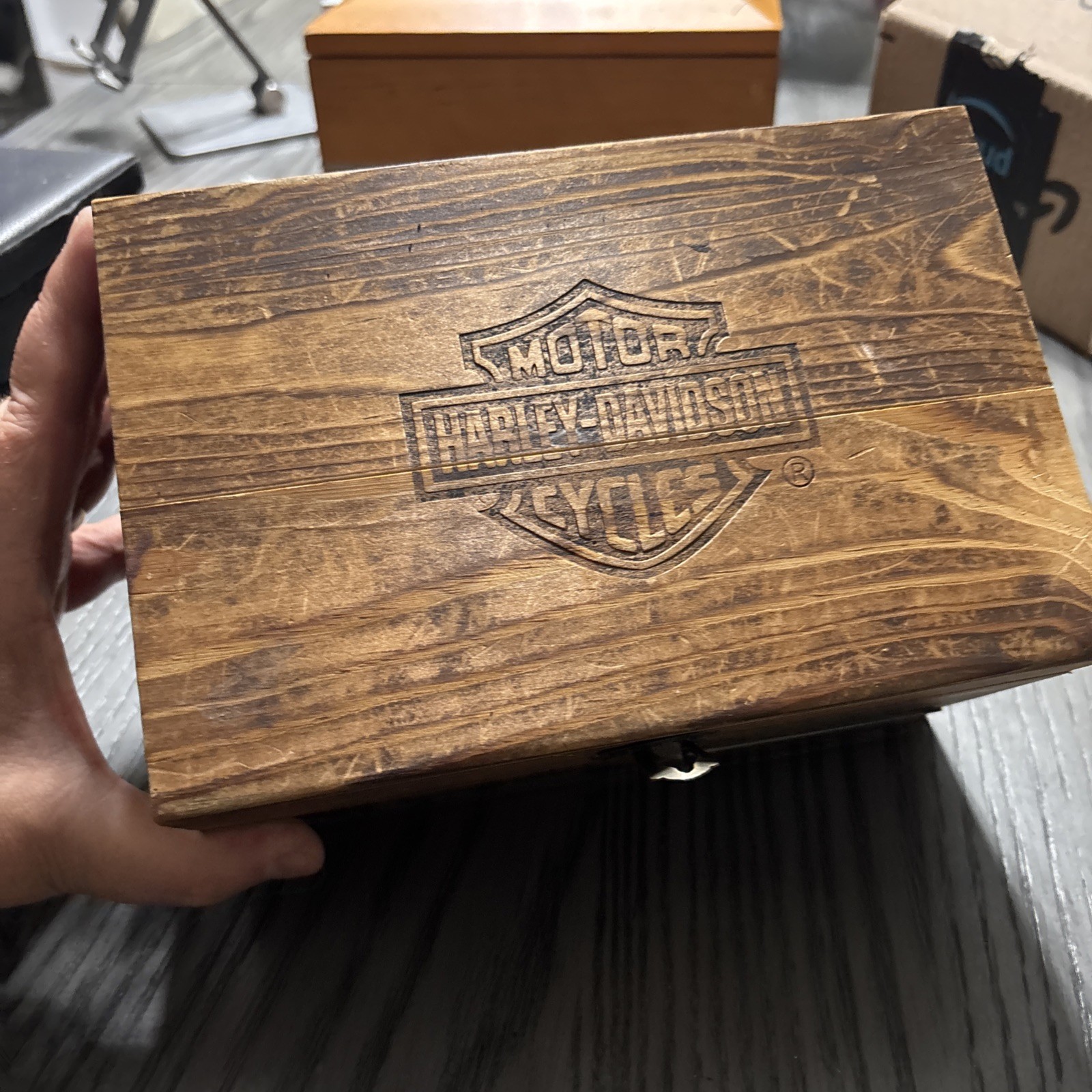 Harley Davidson Motorcycles Wooden Box Bayside HD USED