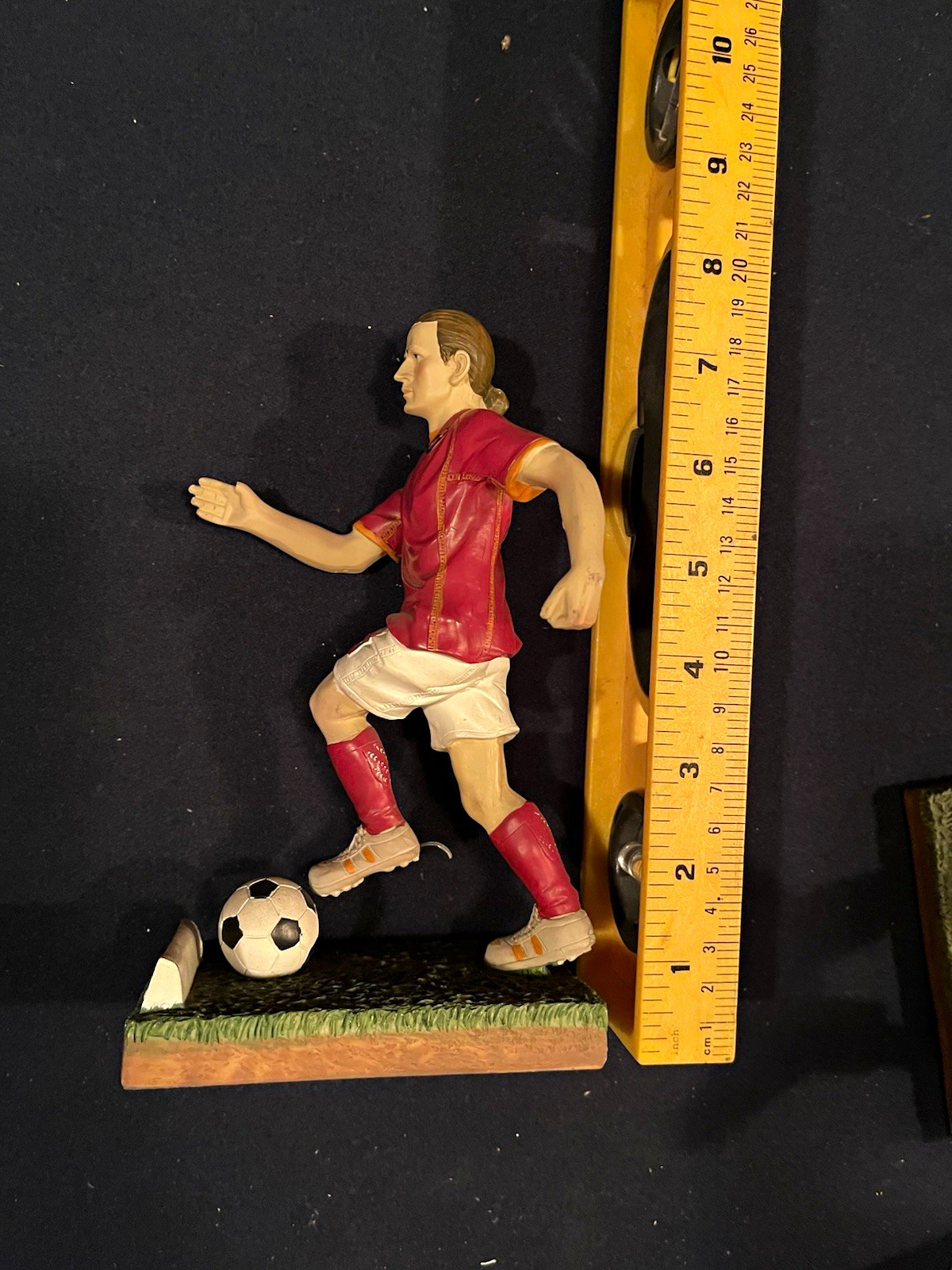 AS Roma Soccer Player Resin Figurine Statue on Base w/ Soccer Ball 8 in