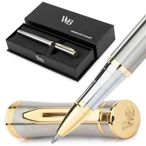 Luxury Refillable Rollerball Gift Pen for Writing,Silver Silver Gold