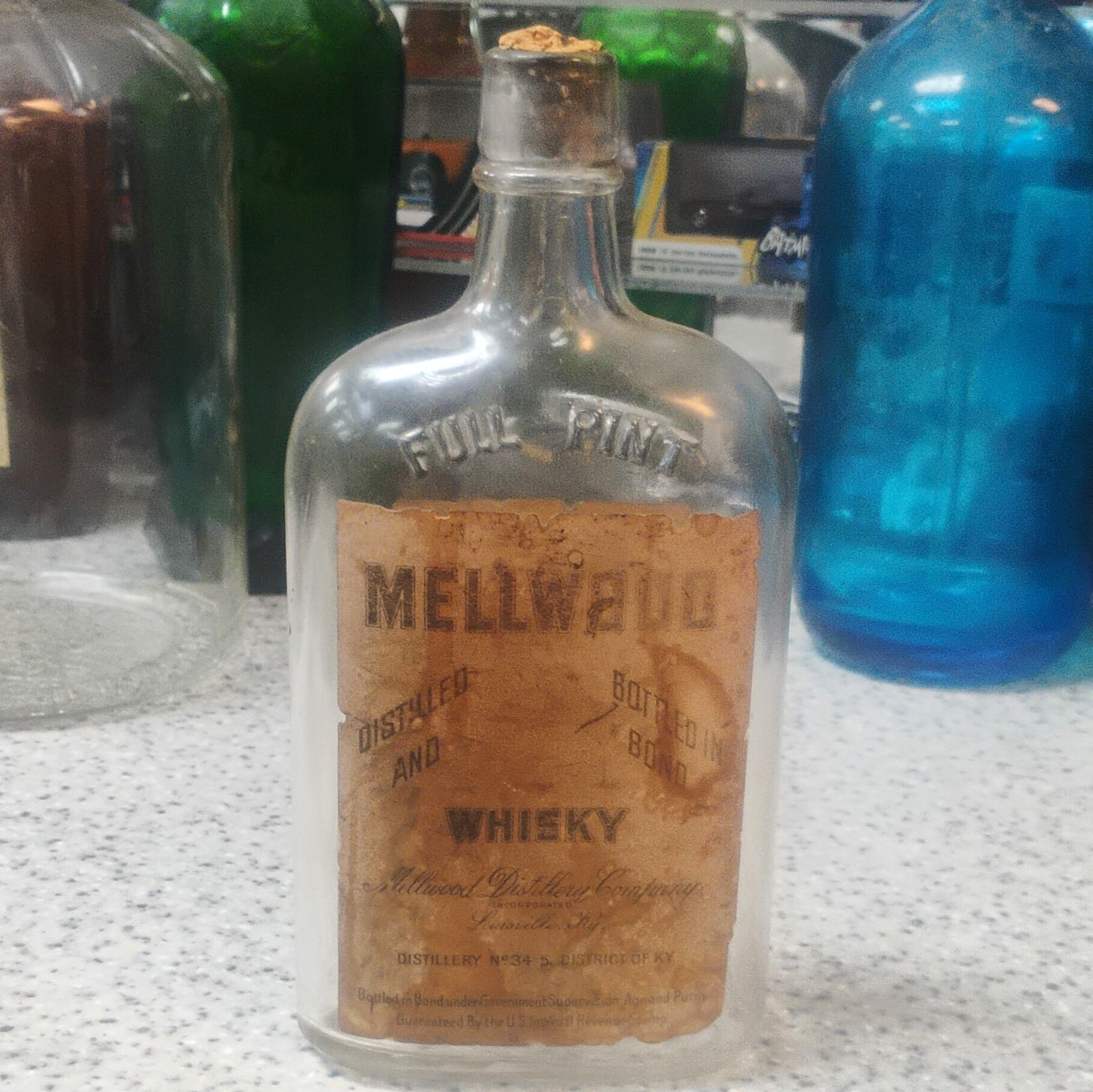 Rare Antique 1913 Mellwood Distillery Co. Medicinal Pint Flask – Prohibition Era