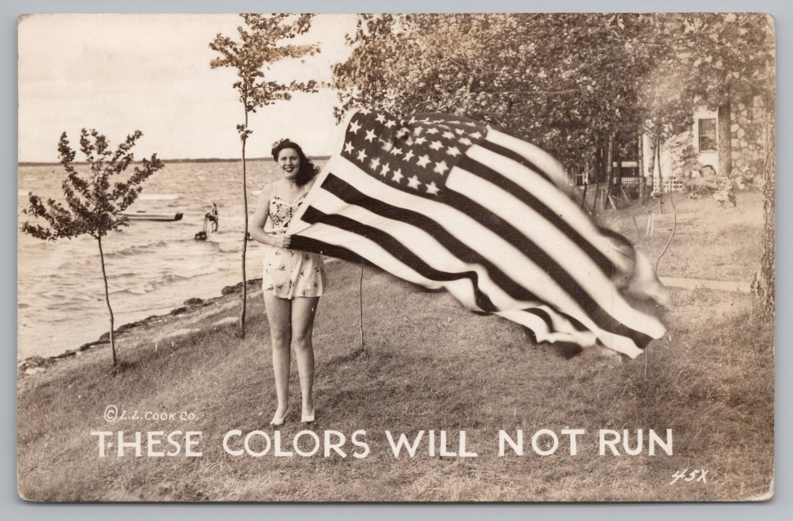 Patriotic, These Colors Will Not Run, 1940/50s-RPPC Postcard B22