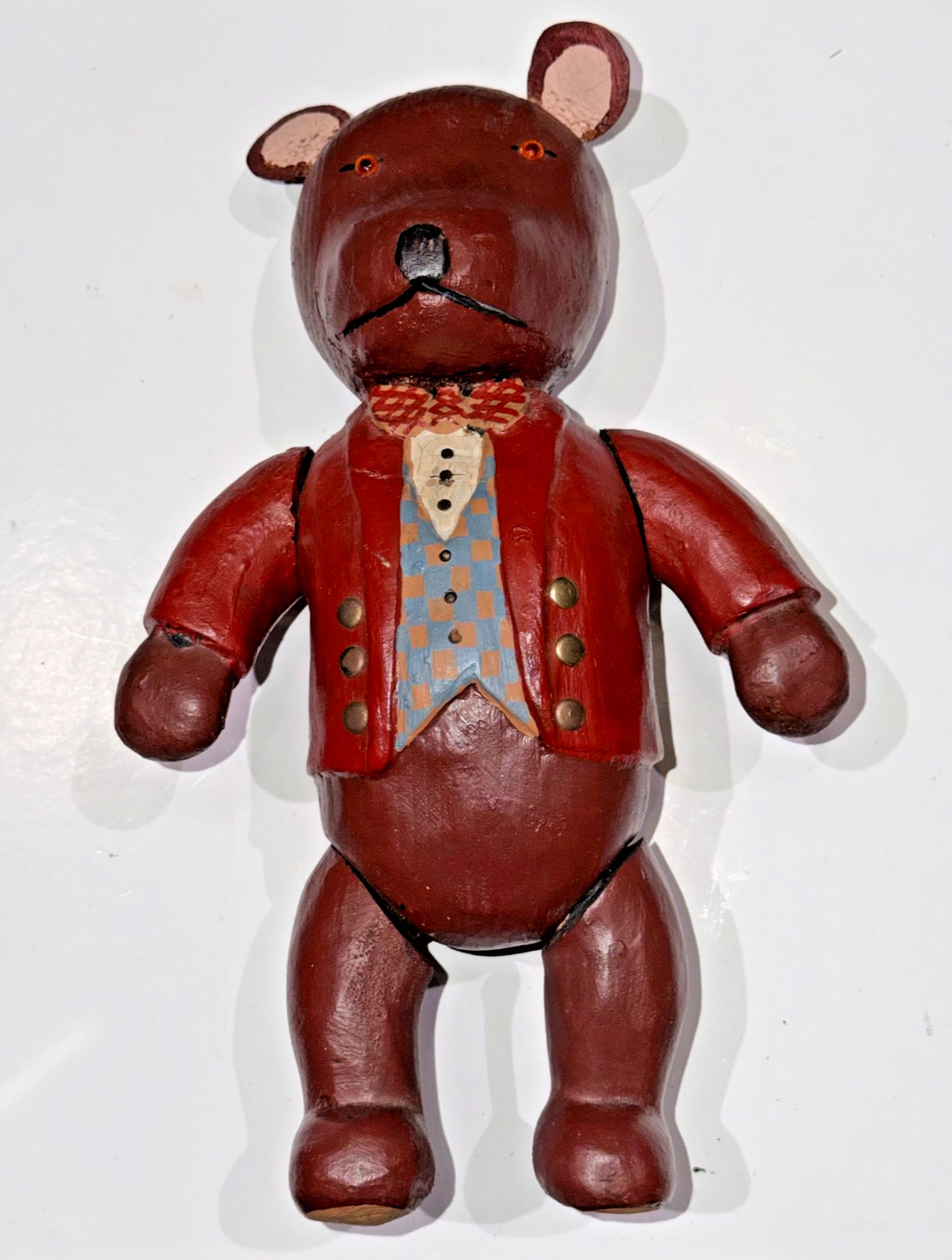 Early Bill & Phyllis Duffy Folk Art Teddy Bear Carving Signed Dated 1985 Vintage