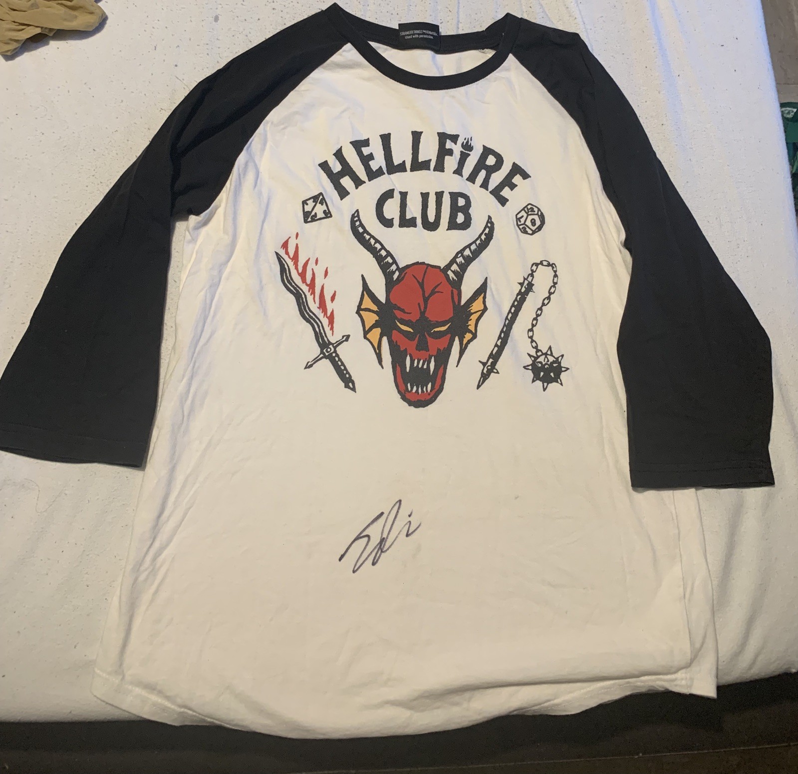 Joseph Quinn Authentic Autographed Signed Hellfire Club Shirt Eddie Munson