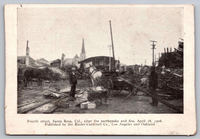 c1906 Fourth St Earthquake & Fire Ruins Santa Rosa California CA UDB Postcard