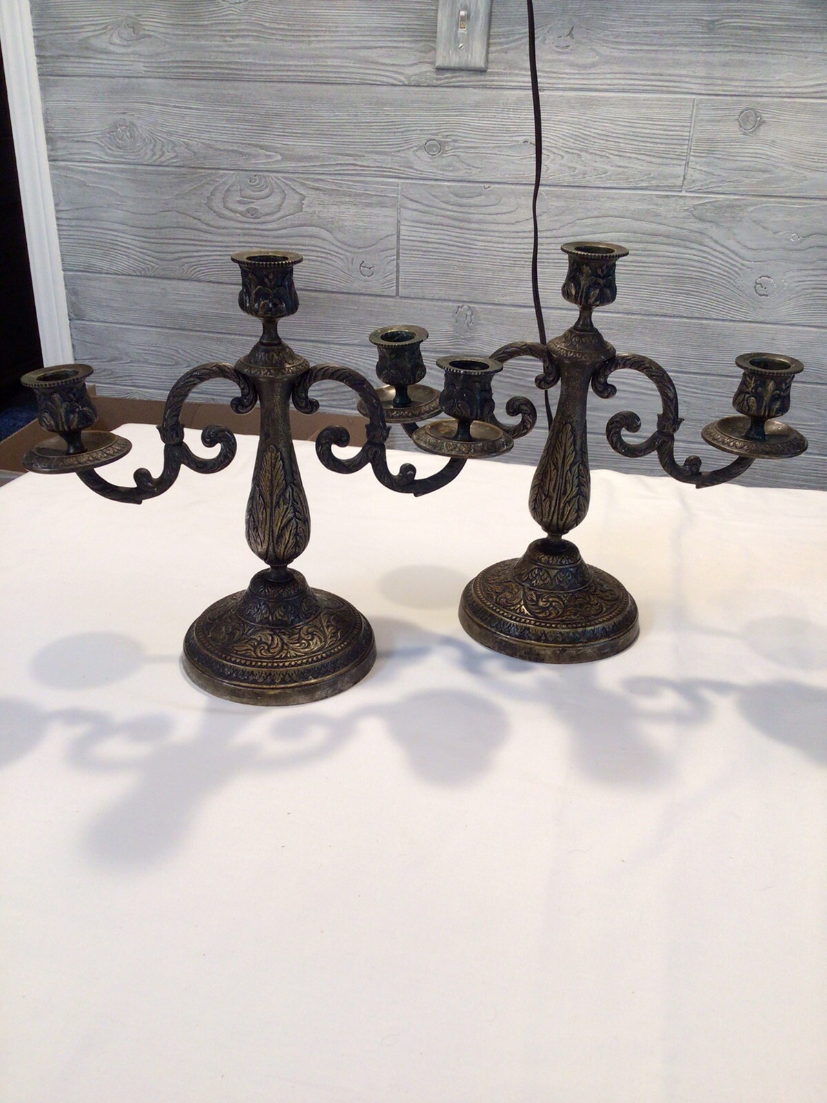 Vintage Bronze Candlabra Made In Greece Set of 2