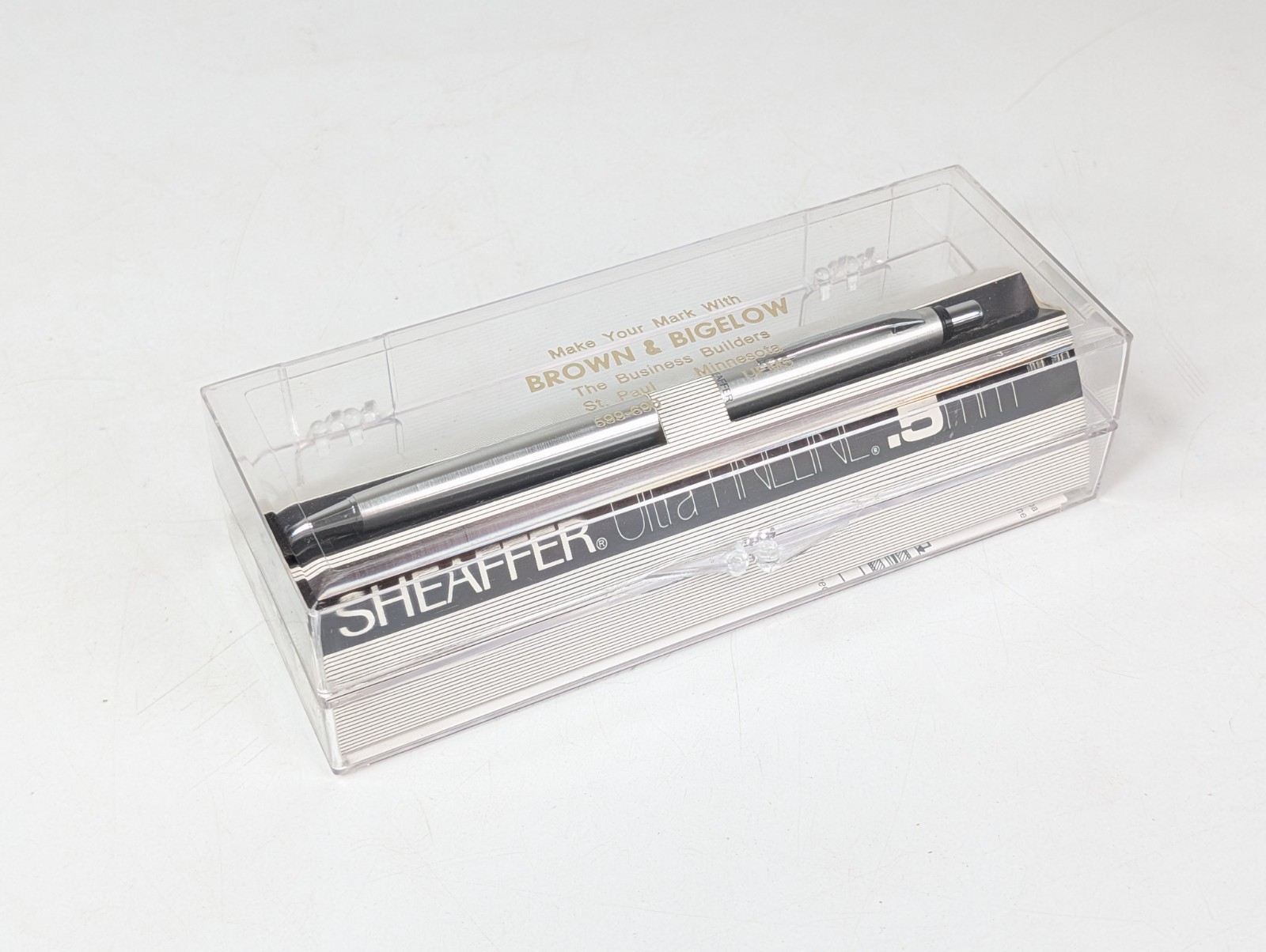 Sheaffer Ultra Fine Mechanical Pencil 0.5mm Case Brown & Bigelow Advertising